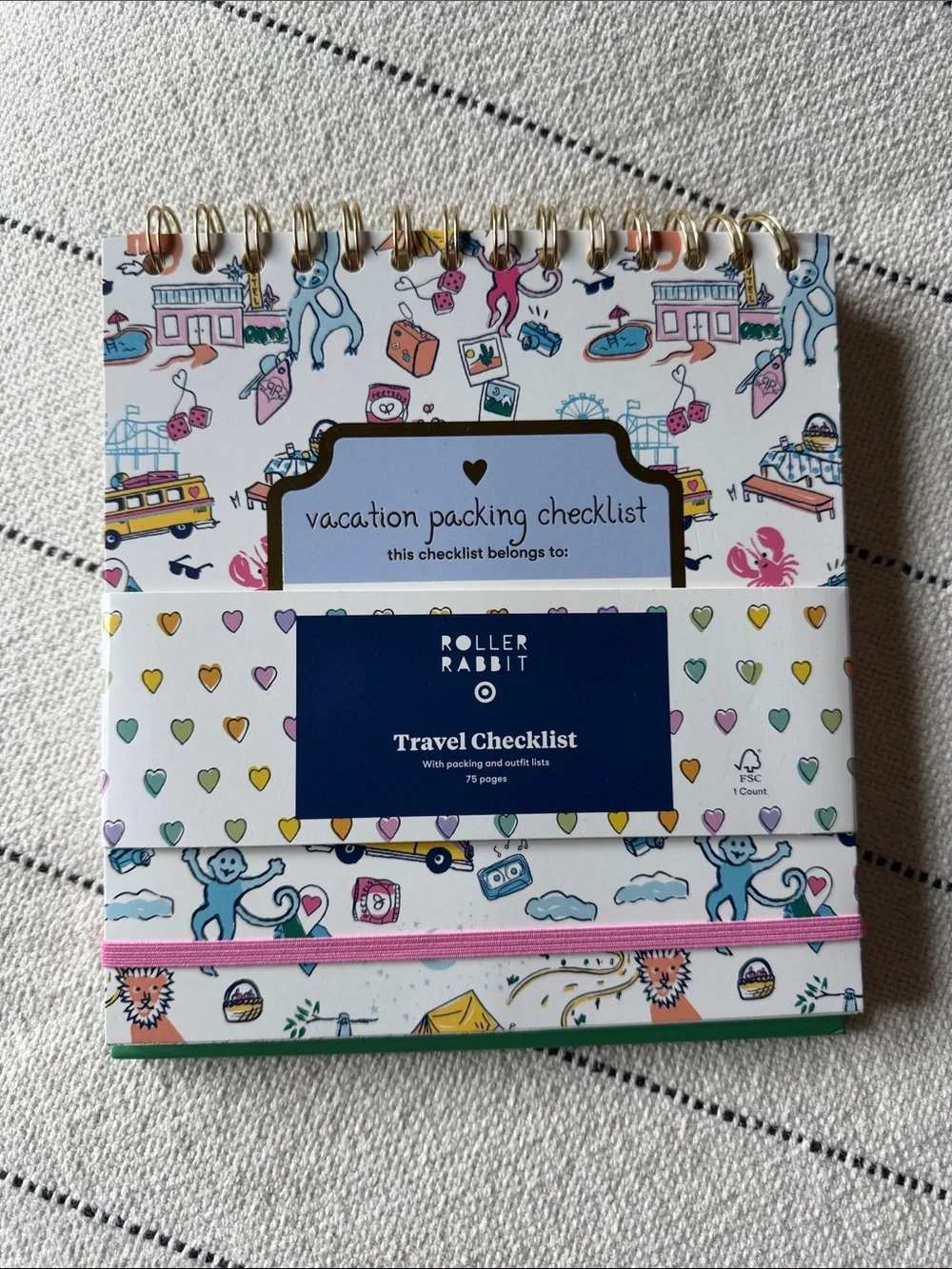 NWT Roller Rabbit x Target Vacation Packing Checklist Notebook